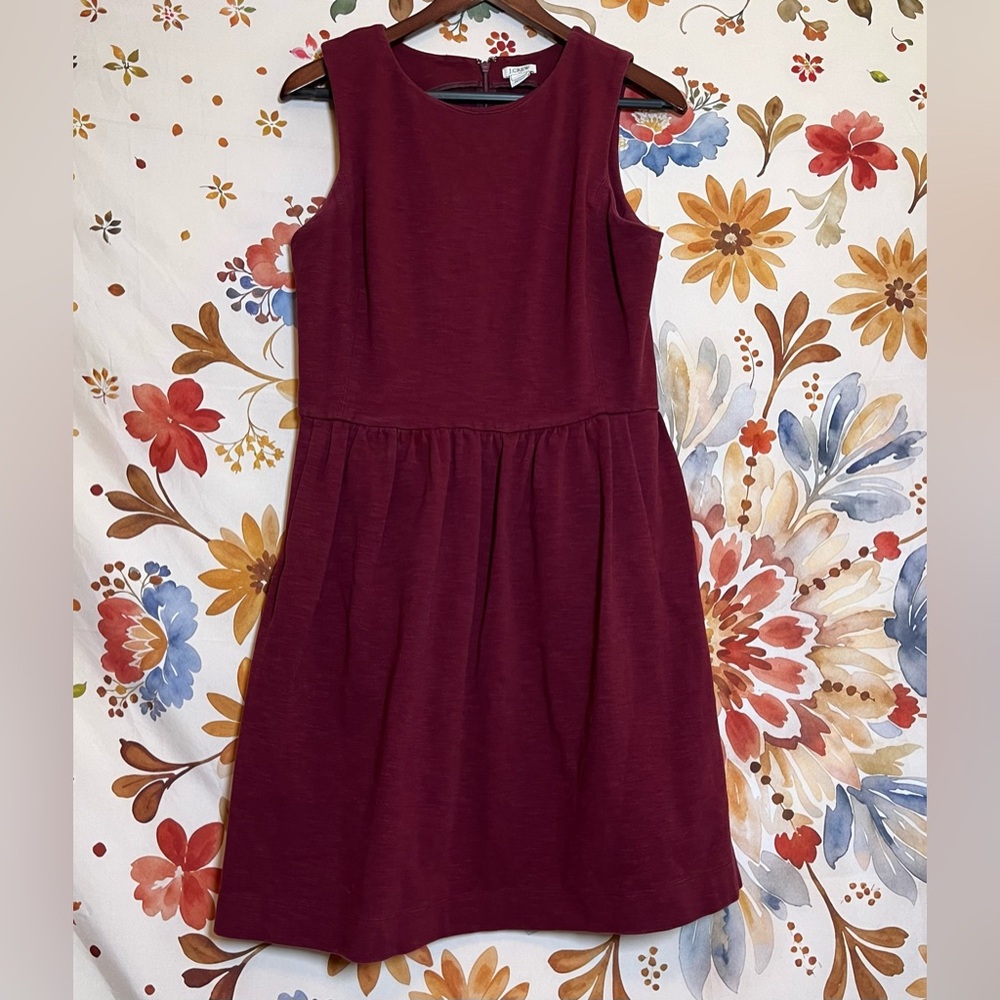 J. Crew M Dark Red Sleeveless Slim Workwear Office Dress City Minimalist NYC